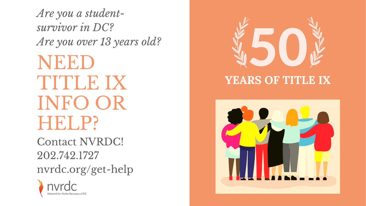 NVRDC's tweet photo. @NVRDC joins survivors and fellow advocacy organizations in welcoming @usedgovβs release of its proposed Title IX rule! Read our full press release here: https://t.co/ecBuK1wPbP #TitleIX #50YearsTitleIX https://t.co/mX2n33FrT1