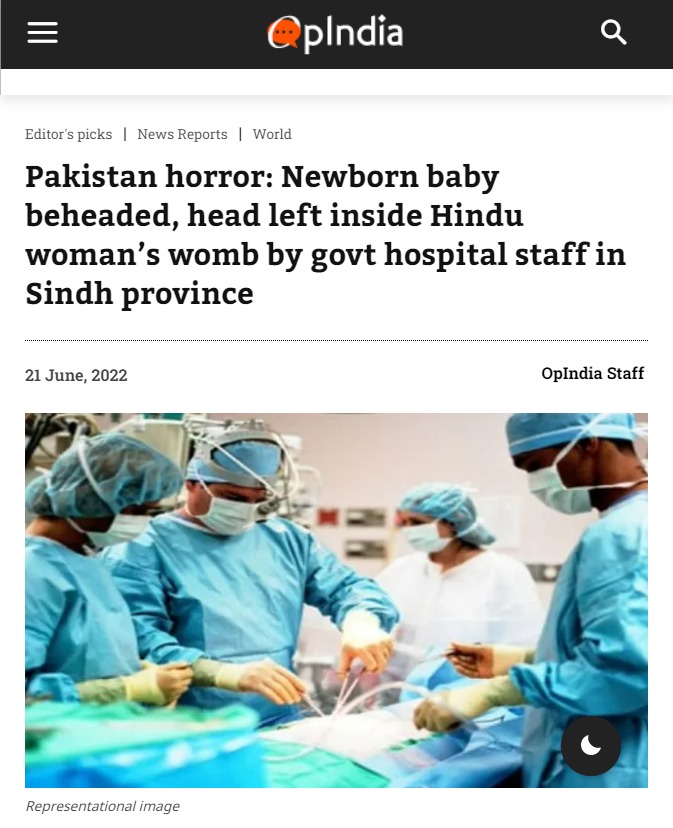 dp2divine's tweet photo. #Horrible This is really inhumane! No heart? .
What mentality is this?
#Pakistan new born baby beheaded in #Sindh head left inside Hindu woman’s womb by hospital staff !
#HinduChildMatters
#HinduLivesMatters
#savepakhindus
Speak up world
@WIONews @narendramodi @UNHumanRights https://t.co/DJEXPbjcmY