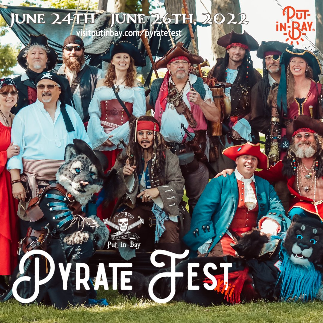 MILLERBOATLINE's tweet photo. Ahoy! Invade Put-in-Bay Pyrate Fest 🏴‍☠️ June 24-26 &amp; get the family ready for a good old time! Dress like a Pyrate for $1.00 off round trip passenger fare aboard MiIller Ferry to Put-in-Bay during Pyrate Fest. https://t.co/cYQr8AkelK #familyfun https://t.co/DUgrbv0Bor