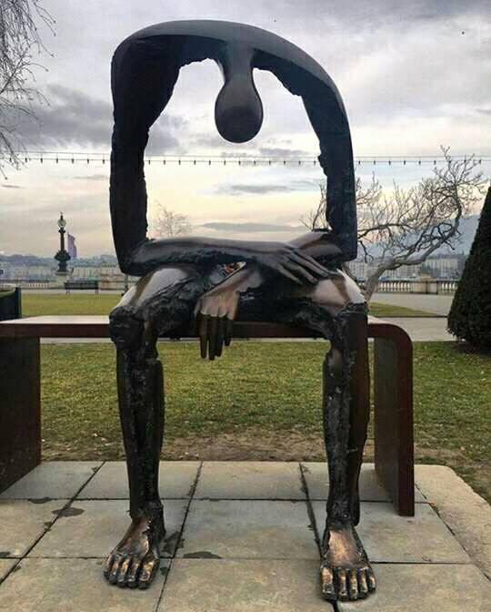 mycooplife's tweet photo. The thought of losing a child is unthinkable. For many, it’s all too real and some folk have shared that this sculpture, Melancolie, depicts how they feel: an emptiness.

Created by Albert György, the Melancolie #sculpture can be found in Geneva, Switzerland #grief #loss #art https://t.co/y2NzA0aiqk