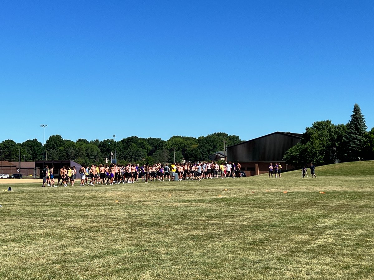 We have a record number of players out for football across all levels in the Jackson Local School District. Our high school players were hard at work this morning and attentive to head coach Jay Rohr after. Let's Go Bears!