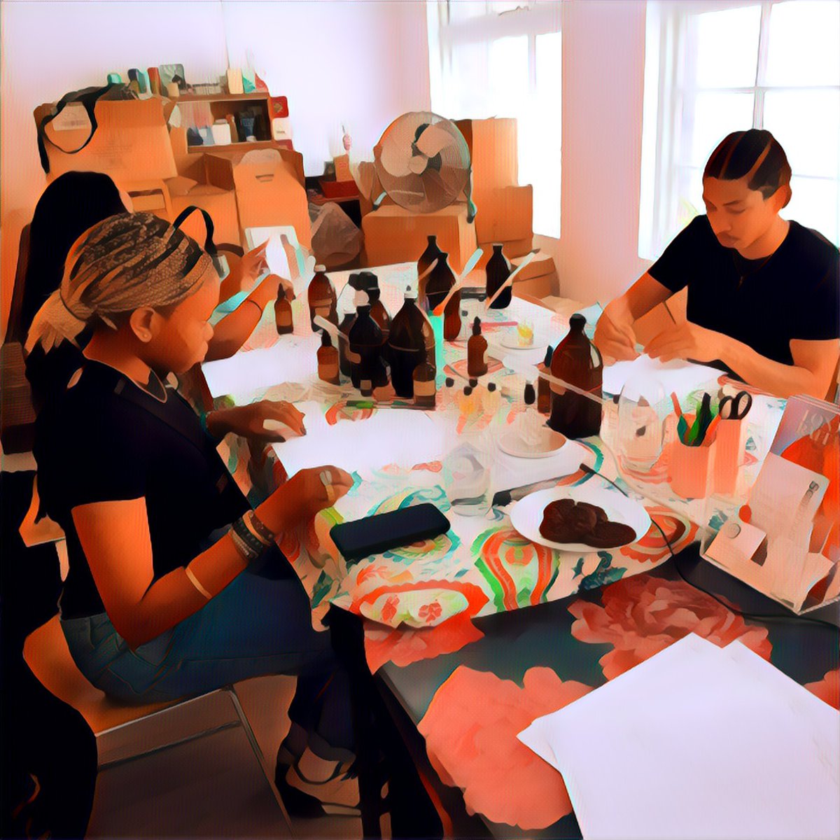 Tuesday, three young visiting from LA whose aunt had booked them a perfume making day. They worked incredibly hard and totally wore me out! 😀 Call me impressed. 
#makeyourownperfume #perfume #perfumemaking #scenthusiasm