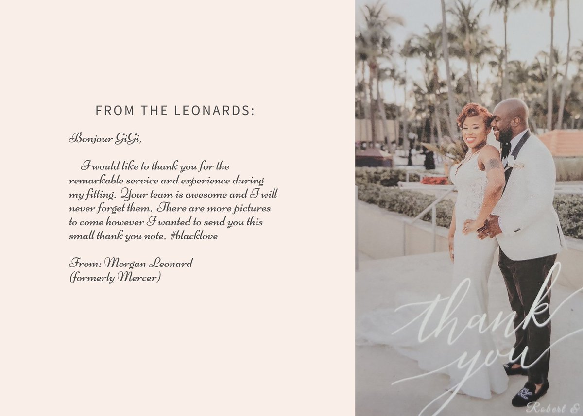HouseofJonLeiAt's tweet photo. It's notes like this that make us smile. Thank you Morgan for supporting our family-owned small business.
.
.
#houseofjonleiatelier #bridalboutique #sophiatolli #sophiatollibride #bridalgown #bridaldress #weddingseason #weddings #nationalharbor #capitalizeonitall #mstomrs https://t.co/5HcviF26Bm