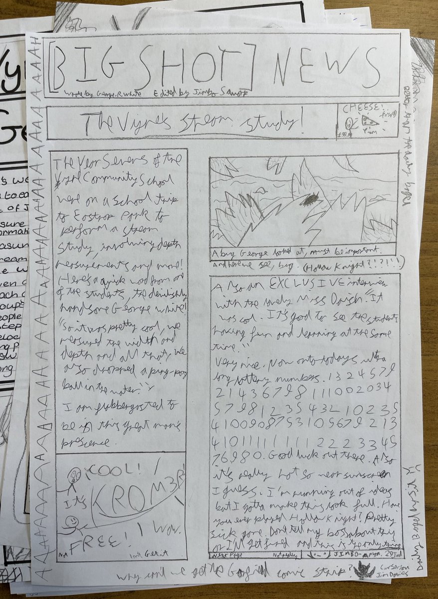 VyneGeographers's tweet photo. We received some brilliant surprise work today from our English department where year 7 students wrote reports about their fieldwork experience on Tuesday 🌟 We love seeing geography all over the curriculum 🌍
#geographyteacher #englishteacher https://t.co/Mb38vjaBun