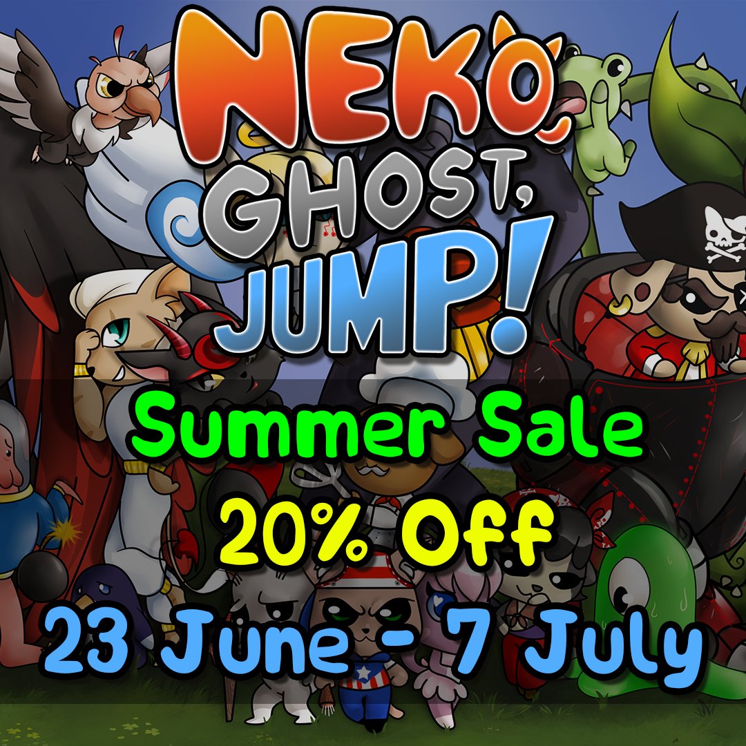Neko Ghost, Jump! is 20% off during the Steam Summer Sale. 
store.steampowered.com/app/1194750/?u…