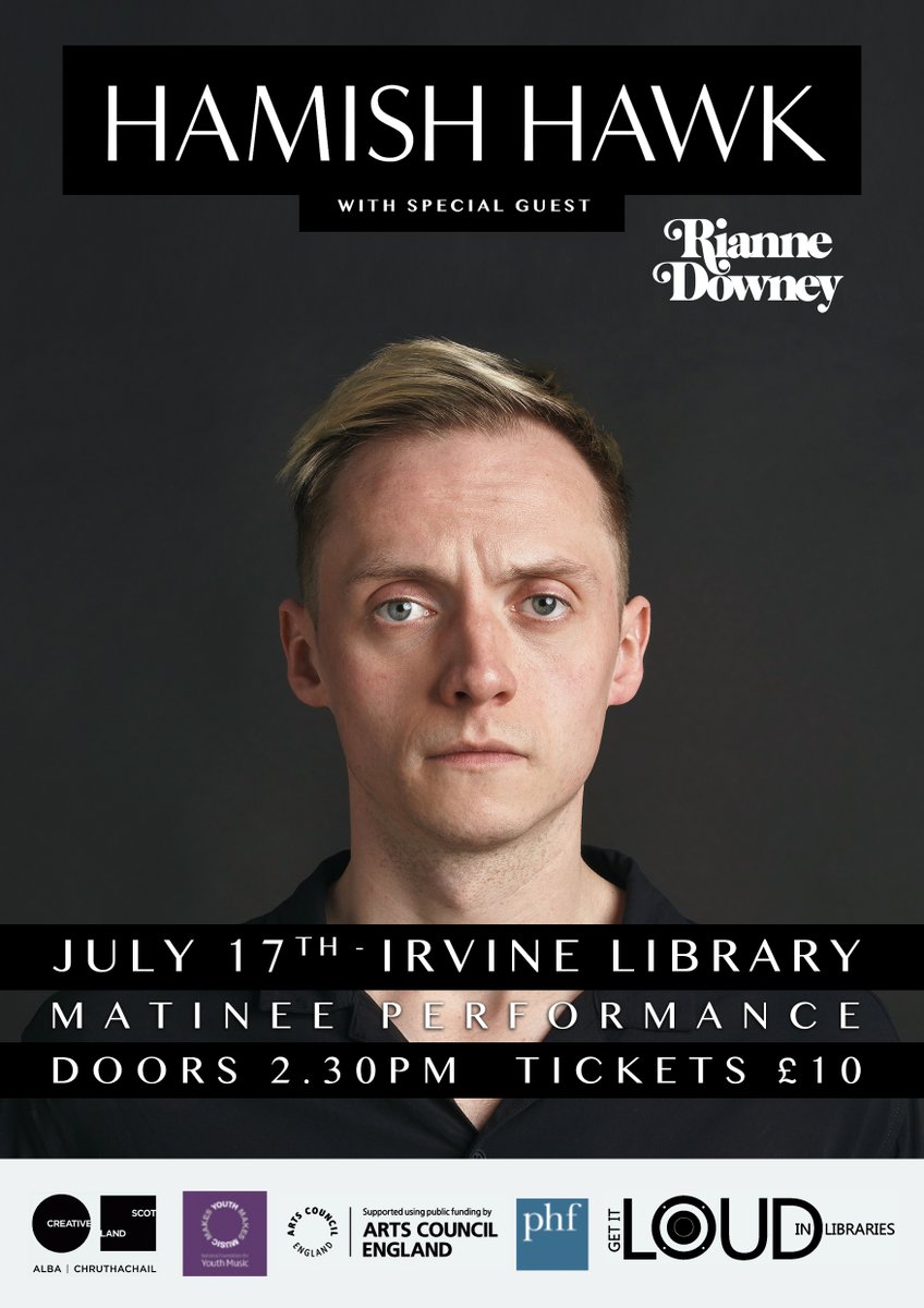 NACLibraries's tweet photo. Live music at Irvine Library, with Hamish Hawk and guest Rianne Downey. Tickets available from Irvine Library or online here:
https://t.co/nFlIpAolqC https://t.co/eorw7ongUn