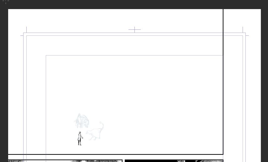 豆粒サイズの主人公とまだ真っ白な背景。ちっこい絵はちっこい絵でバランスとるの難しい…。 