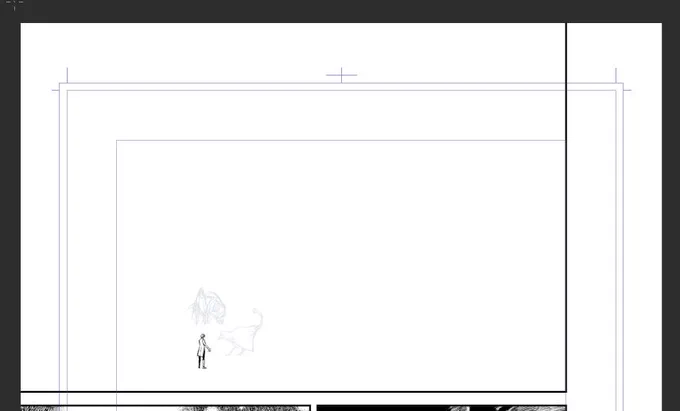 豆粒サイズの主人公とまだ真っ白な背景。ちっこい絵はちっこい絵でバランスとるの難しい…。 