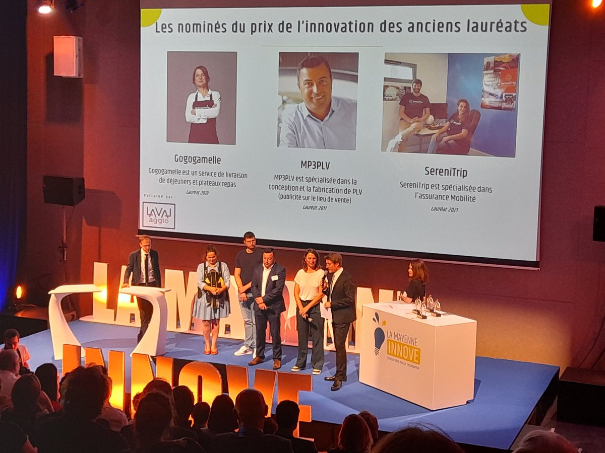 Les anciens lauréats de #lamayenneinnove avec 2 #startups <a href="/lmtcreation/">L'incubateur LMT</a> <a href="/gogogamellefood/">Matthieu Gogogamelle</a> <a href="/SereniTrip_fr/">SereniTrip</a>