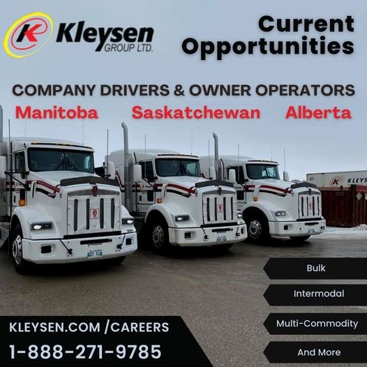 KleysenGroup's tweet photo. Kleysen Group operates across Canada & the USA through our Bulk, Deck & Intermodal business units. The scope of our operations generates first class opportunities for professional #CompanyDrivers & #OwnerOperators. We have the right opportunity for you, call recruiting today!! https://t.co/1Vo3RqZcQP