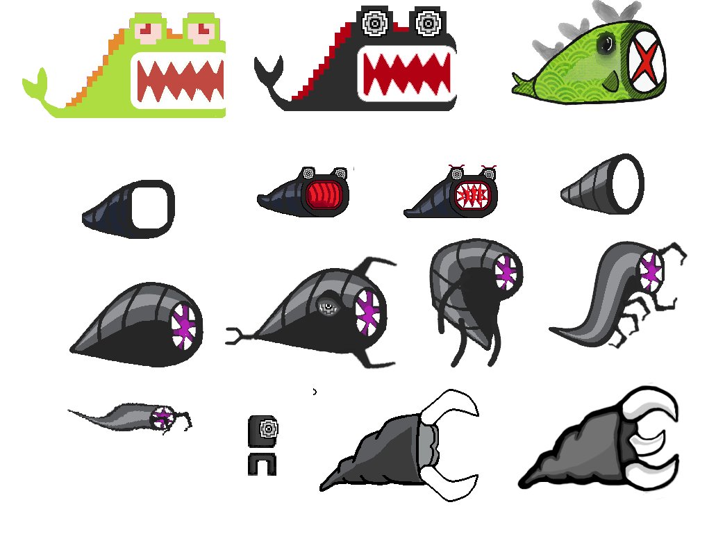 Troidvania's tweet photo. The slow brewing over-the-years evolution for my Death Worm, now evolving much faster than ever with the Photoshop Pen Tool. Final player soon the be revealed. #gamedev #unity #metroidvania #indiegame #indiedeveloper https://t.co/JcyvN5V6bG