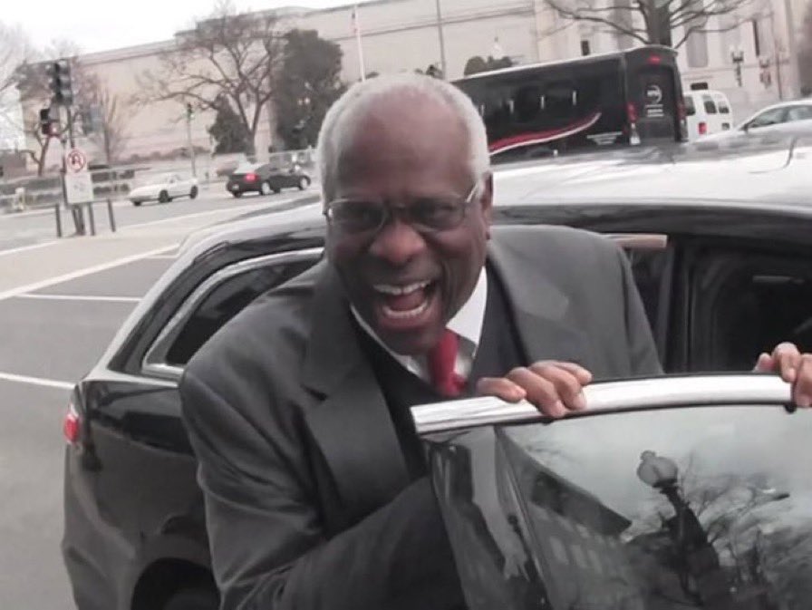 RealJamesWoods's tweet image. This is a still taken from a sidewalk encounter with a TMZ videographer. In the friendly banter Supreme Court Justice Clarence Thomas referred to himself as a “civil servant.” Indeed he has served this nation as one of the greatest jurists in history. He is a national treasure.