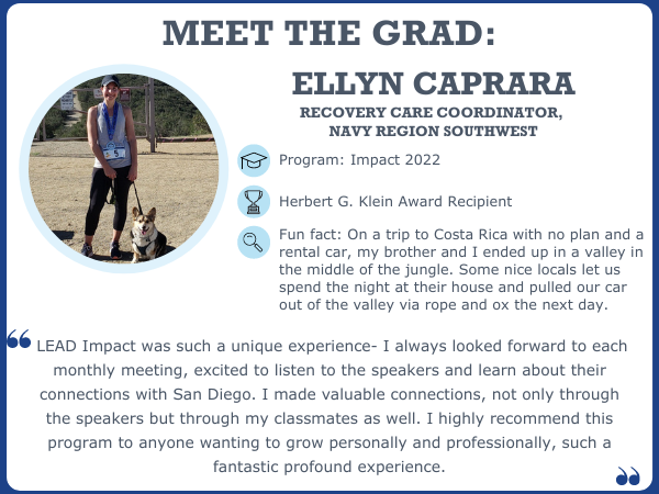 LEADSanDiego's tweet photo. This month's #MeettheLEADGrad features recent #LEADImpact graduate and Herbert G. Klein Award recipient, Ellyn Caprara. Get to know Ellyn 👇 https://t.co/kWdSkT8BZG
