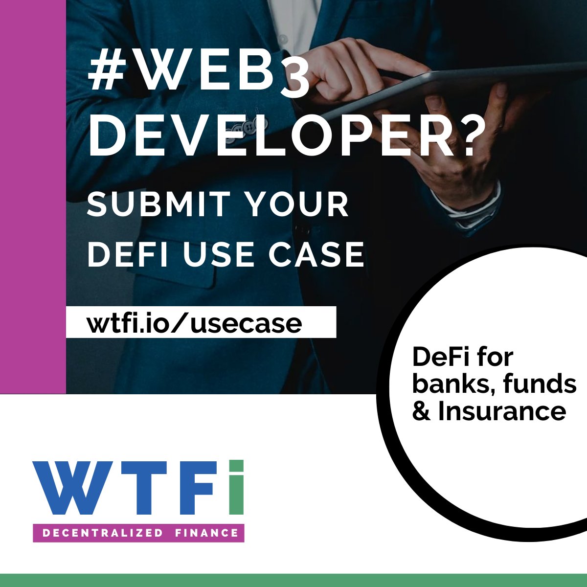 WTFi_io's tweet photo. Web3 Developing for Traditional Finance? This one's for you. Submit your use case to set up an interview on What The Fi for Trad Fi. 
#WTFi #DeFi4TradFi #Developers #UseCase #TradFi https://t.co/IpzKI9PCue