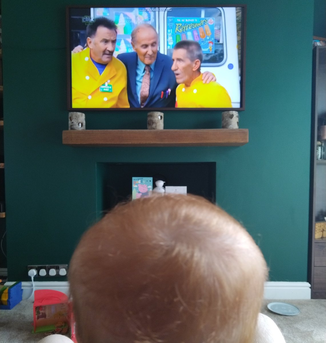 DamianPatton's tweet photo. Baby Peppers first #Chucklevision @PaulChuckle2 and she loved itππ. Think she was probably confused seeing her grandad #Brianpatton up there π https://t.co/NdGfoBdUez