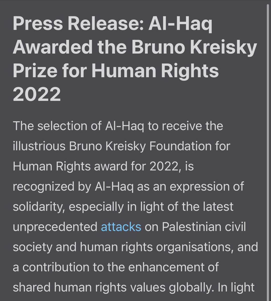 How it’s started How it ended Al Haq is 1 of the 6 orgs Well deserved @alhaq_org #Israel