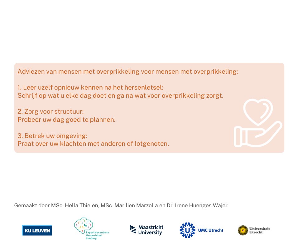 23 juni is de Dag van Overprikkeling. Een klacht die vaak voorkomt na hersenletsel. Onderzoekers <a href="/HellaThielen/">Hella Thielen</a>, <a href="/mcmarzolla/">maria claudia</a> en @IreneHuengesWajer laten zien wat we tot nu toe uit onderzoek weten over overprikkeling. <a href="/KU_Leuven/">KU Leuven</a>, <a href="/MaastrichtU/">Maastricht University</a>, <a href="/UMCUtrecht/">UMC Utrecht</a>, <a href="/UniUtrecht/">Utrecht University</a>
