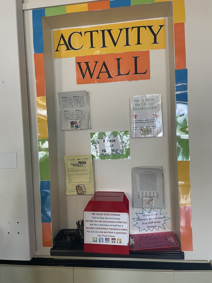 Our shared decision making council have created this Activity wall providing things to do and read in our triage area. Sitting and waiting with nothing to do can make time drag! Patients chatting today over a crossword! #boredombuster