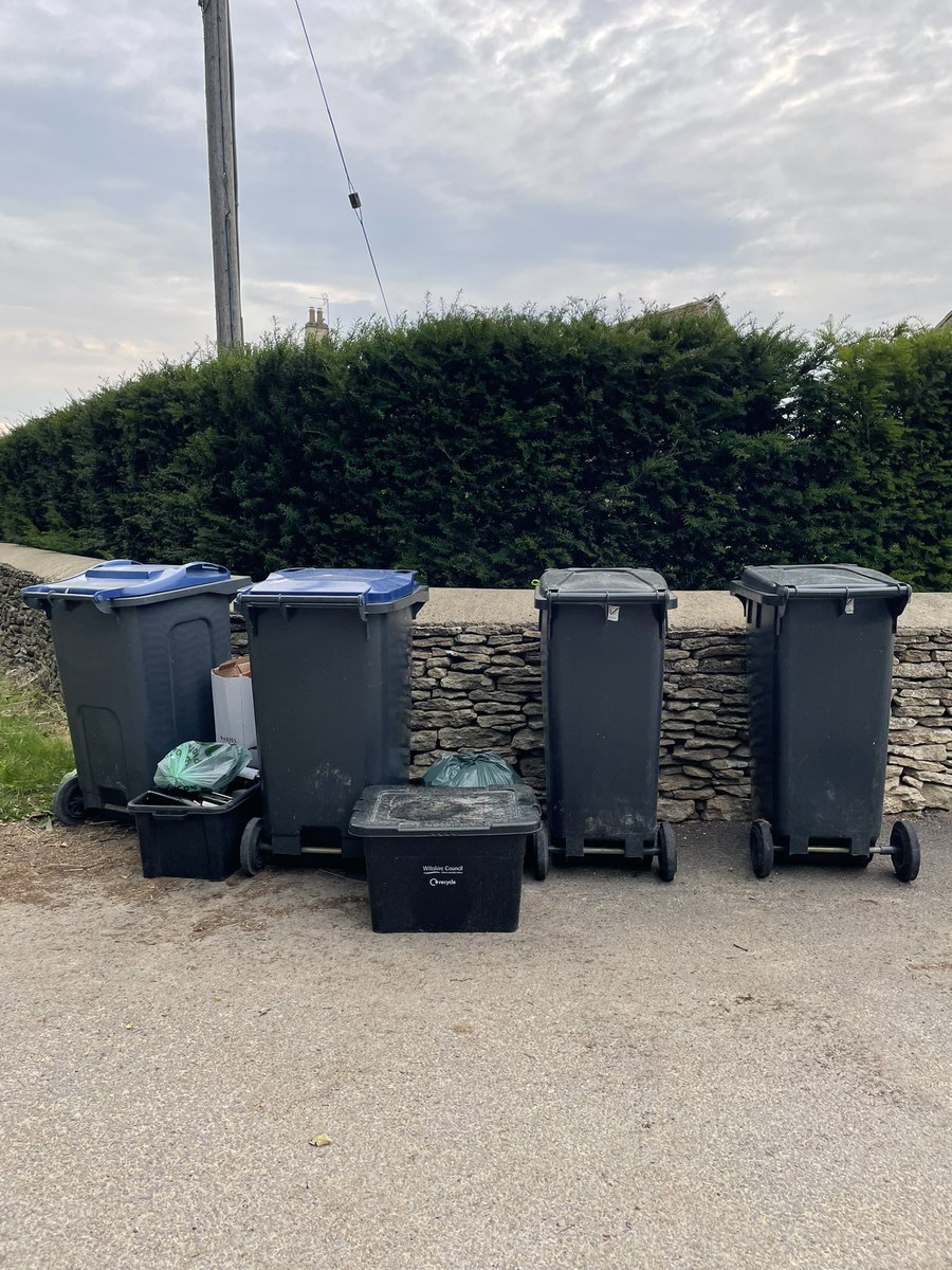andyandluce's tweet photo. @wiltscouncil so despite missing all refuse collections last week for all 7 houses up here, and blaming us all for not leaving bins out in time, here we are over a week later and glass and recycling also not collected.  Still our fault, or might this be you? https://t.co/7bM28ACtLU