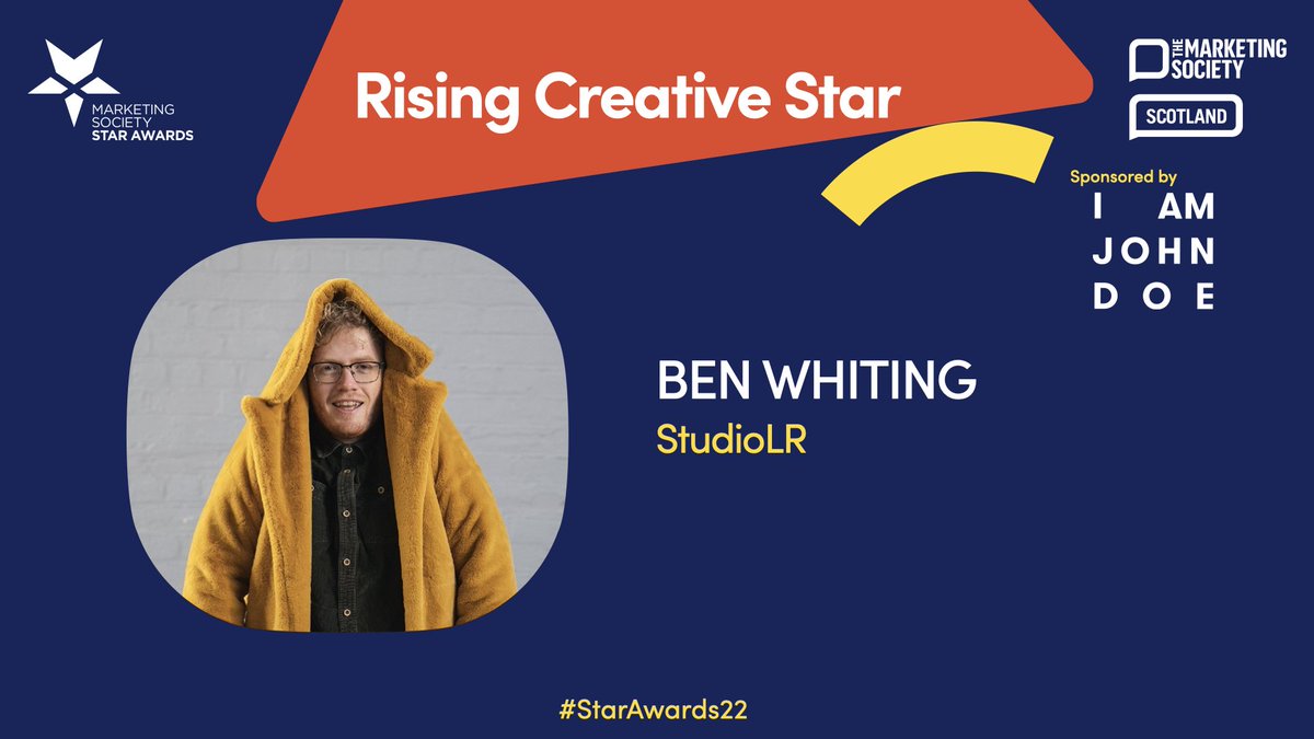 Congratulations to our Rising Creative Star award winner, which is sponsored by <a href="/whatjohndoesays/">John Doe</a>, Ben Whiting of <a href="/StudioLR/">StudioLR ... standout brands & campaigns</a> 👏 #StarAwards22