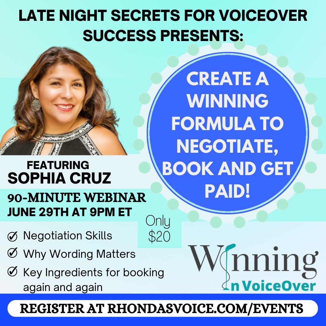 Join us! #voiceovertraining #negotiationskills #voiceover #voiceactor #voicetalent #voiceoverartist #webinar #voiceovercoach #winning #voiceovers