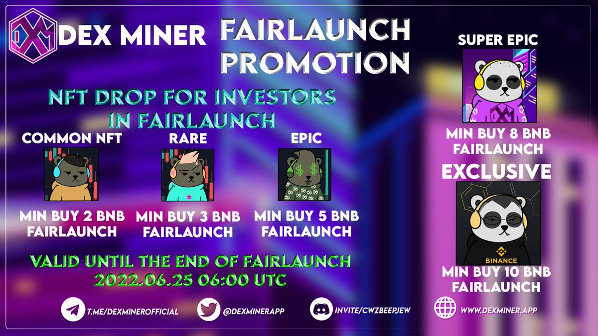 Attention, buy on pre sale and earn NFTs.

pinksale.finance/launchpad/0xdd…

#DEXMINER #DeFi #NFT #BSC #100xgem #BSCGems #BNB #ETH