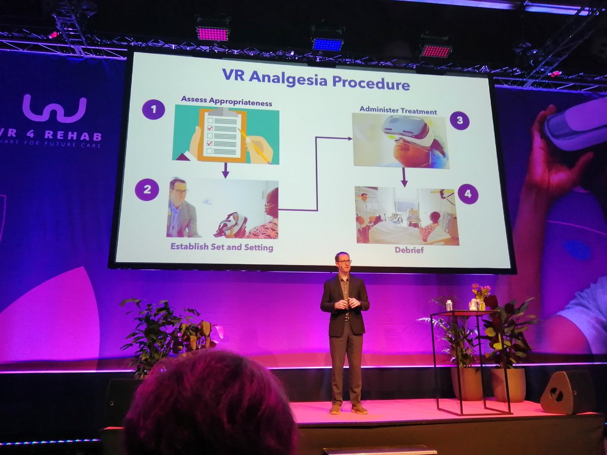 RealityNomad's tweet photo. Visionary closing keynote by @BrennanSpiegel at @VR4RehabProject: #VR as a digital tool for hacking our #brain and leveraging our natural skills with therapeutic impact 🔥
#VR4Rehab #VR4Pain https://t.co/deXd1FYTMk