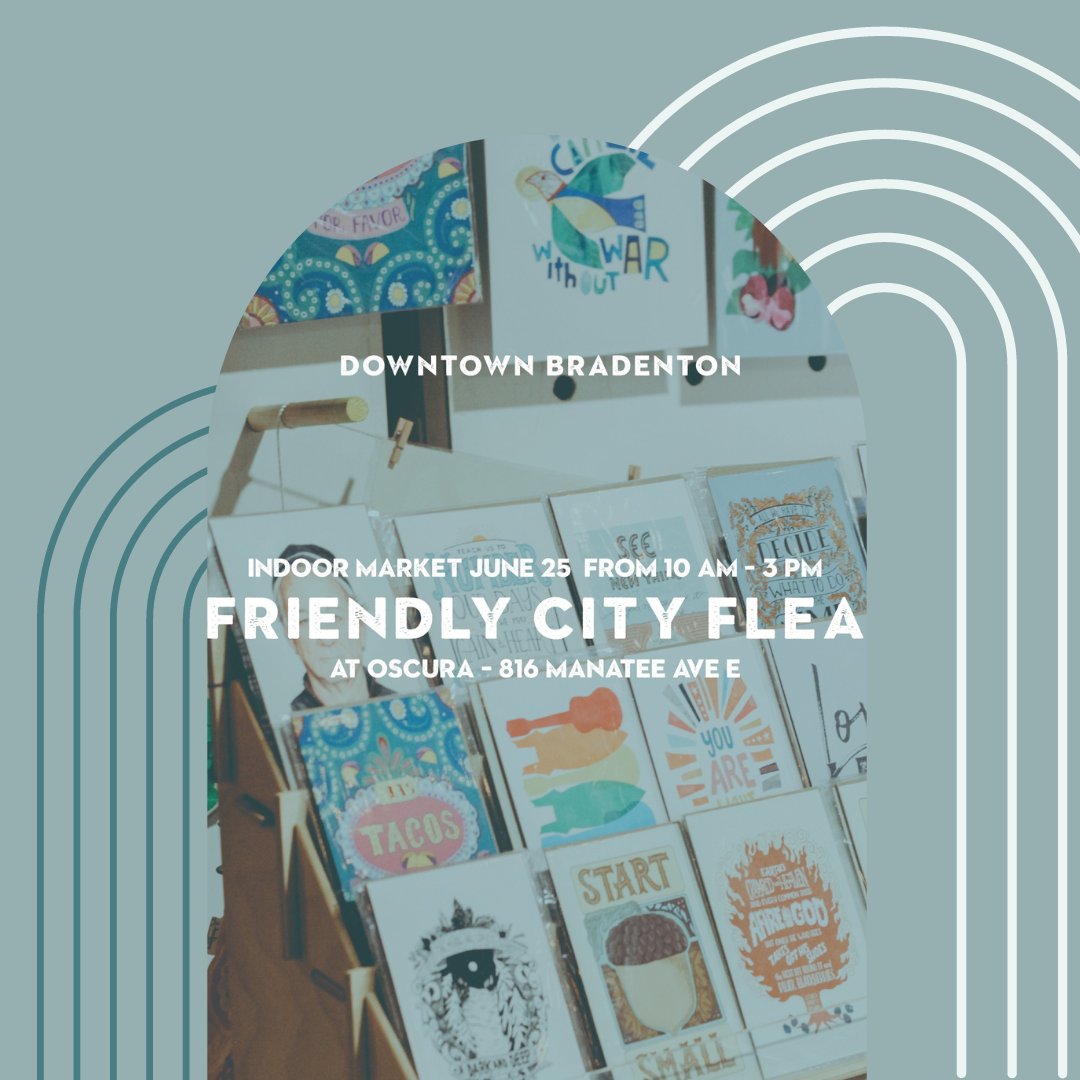 RMSEliteProp's tweet photo. Check out a market of makers, musicians and creatives this Saturday at the friendly city flea!  #friendlycityflea #Oscura #bradenton https://t.co/82pEeNPCbG