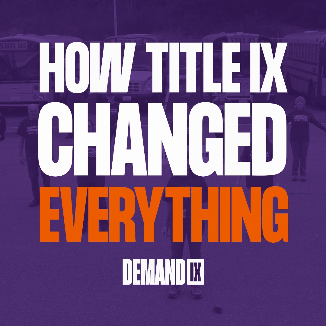 CFA_United's tweet photo. The impact of Title IX's passage 50 years ago is nothing short of historic. It has provided a pathway towards gender equity, but there is still work to do to demand equity for everyone, especially for girls and women of color. 👉 https://t.co/clmGDd8IKK. #DemandNine #Title IX https://t.co/dGlNUhZdwC