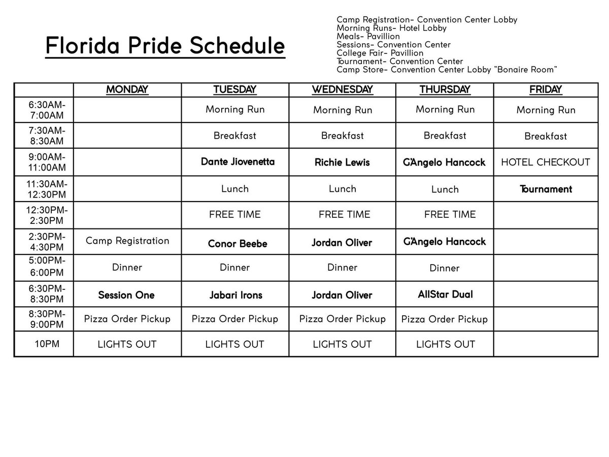 Flpridewrestle's tweet photo. Camp starts Monday !! https://t.co/8f0X5nLQJQ