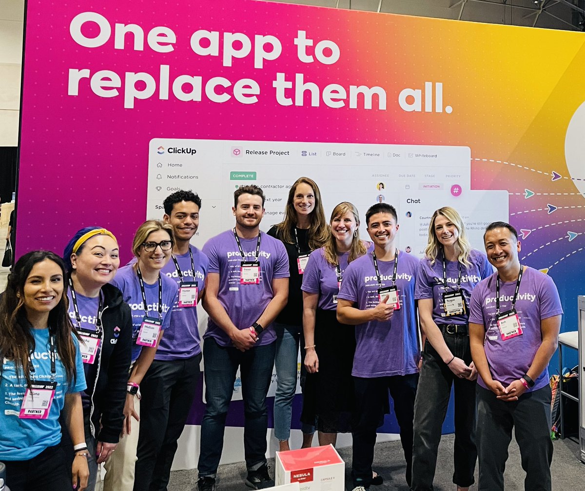 LOVED getting to meet #collisionconf  attendees - great #productivity convos! Team <a href="/clickup/">ClickUp</a> thanks you for stopping by our booth! 💜 

‘Til next time!😎