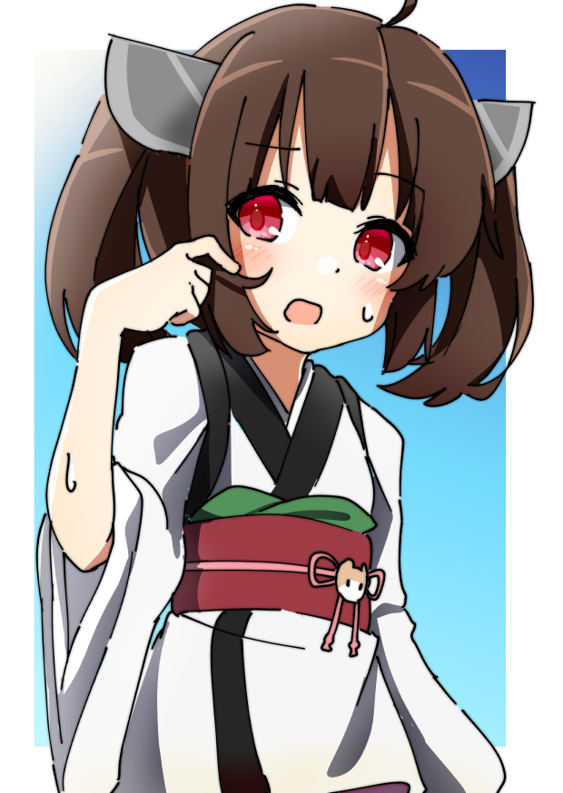 touhoku kiritan 1girl solo white kimono brown hair japanese clothes kimono headgear  illustration images