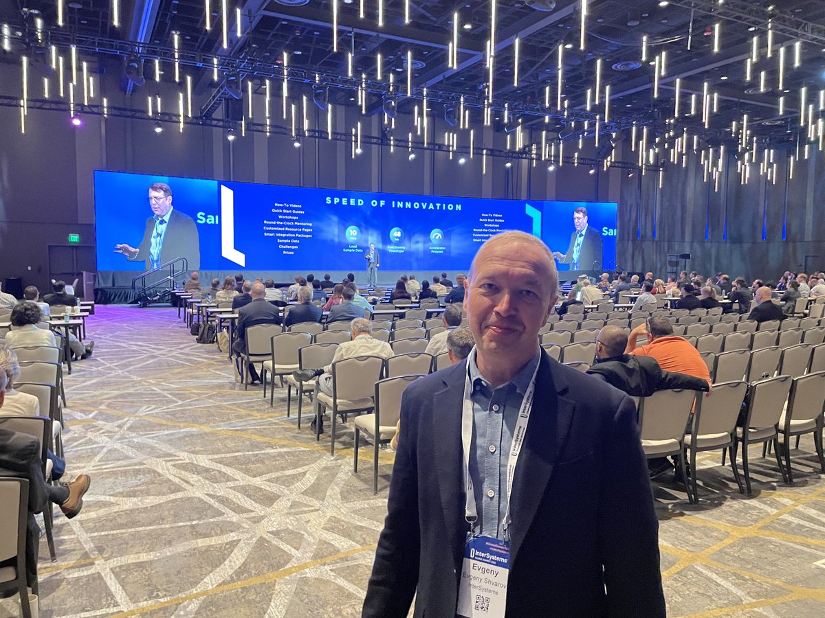 jefffried's tweet image. ⁦@deanandrews1969⁩ highlighting ⁦@InterSystems⁩ hackathon s, the ⁦@InterSystemsDev⁩ team including ⁦@shvarov⁩ and amazing innovations from the forge of innovation