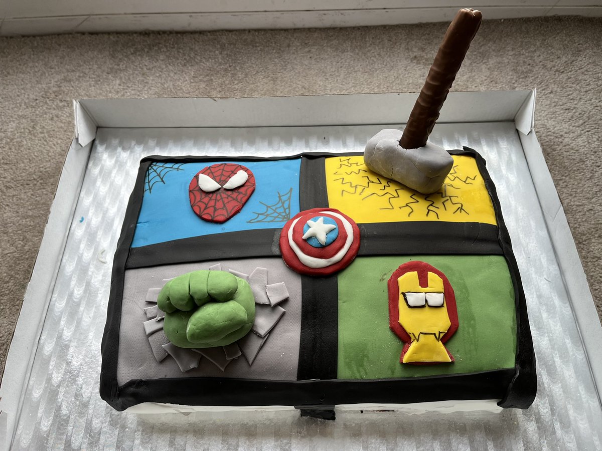MrsRenwickSPS's tweet photo. I was asked to do the cake for the P7 qually with a superhero theme. P7 were total superstars tonight #yessiricanboogie https://t.co/eTDKGSsqdt
