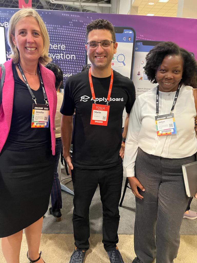 Having a great week <a href="/CollisionHQ/">Collision Conf</a> Brilliant to meet <a href="/MartinBasiri/">Martin Basiri</a> . <a href="/ApplyBoard/">ApplyBoard</a> is the world’s largest online platform for international student recruitment + is the fastest growing tech company in 🇨🇦 with exciting plans for 🇬🇧 expansion. 🦄