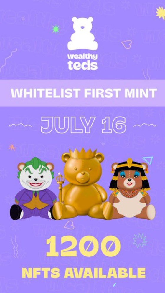 🚀 Ready for takeoff! 🚀 

I’m teaming up with @WealthyTeds and we’re giving-away 10 WL Spots 

x10 WHITELIST to WIN 🏆 

Rules:
➡️ Follow @WealthyTeds &amp; <a href="/Looneynfts/">Looney</a> 
➡️ Like, RT &amp; Tag 3 friends bellow 

#WealthyTeds #WLgiveaway #NFTCommunity