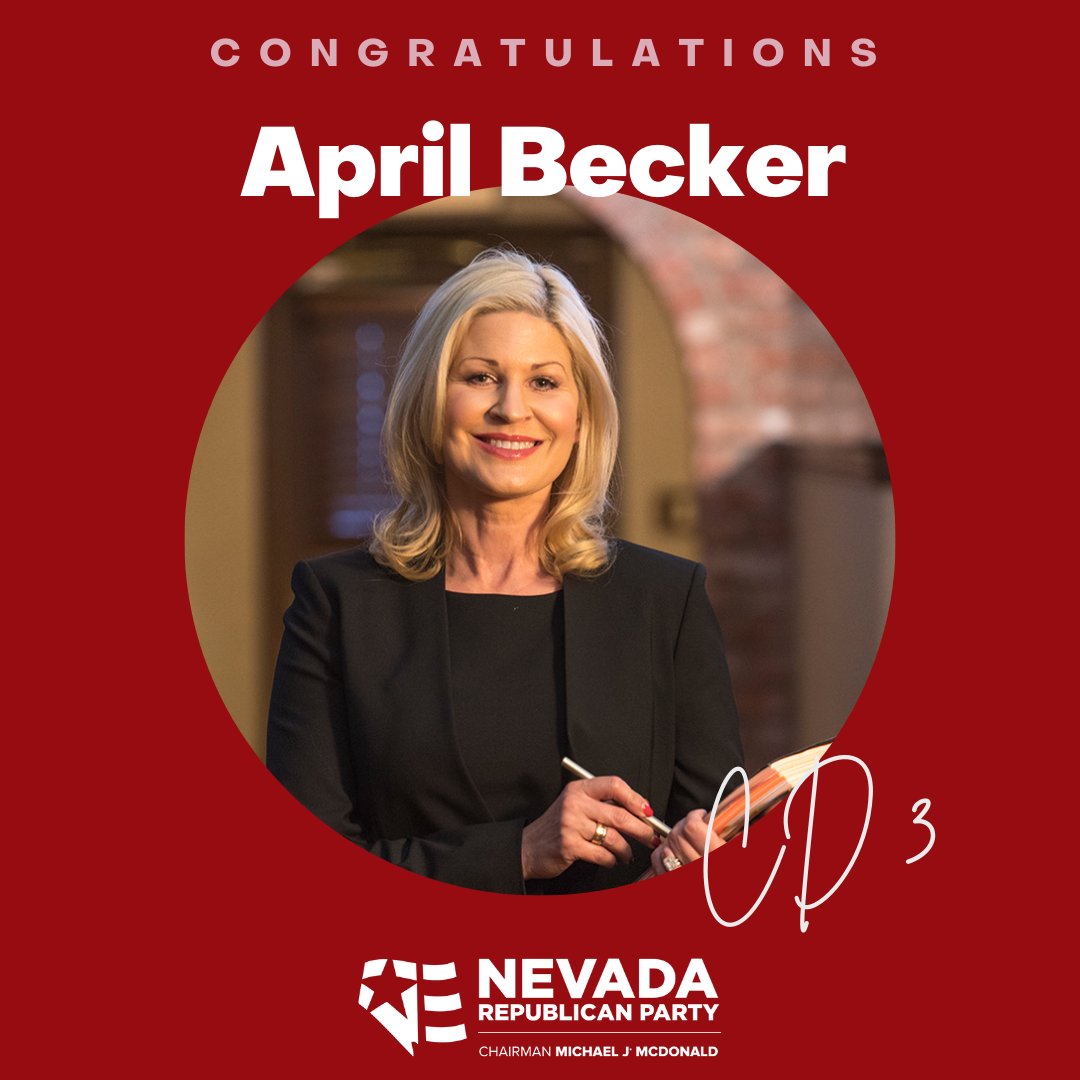 NVGOP's tweet photo. Congratulations @VoteAprilBecker on your win! 

April will give Southern Nevadans a powerful voice for common-sense solutions in Congress! https://t.co/Pa5xLuxvQg