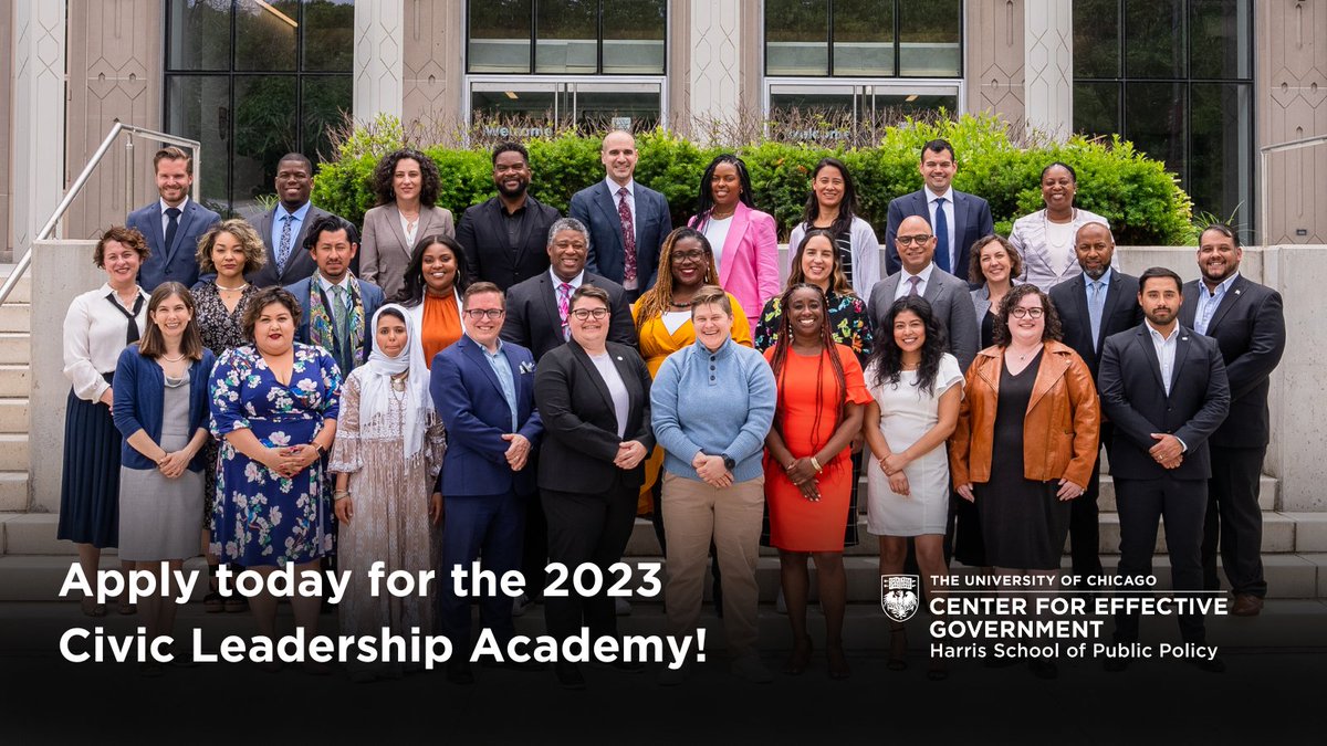 The application to join the 2023 Civic Leadership Academy is live now! If you're a Chicago area civic leader interested in joining a community of scholars and change-makers at <a href="/UChicago/">The University of Chicago</a>—or know someone who is—learn more below &amp; apply or nominate today. 

bit.ly/apply-CLA-2023