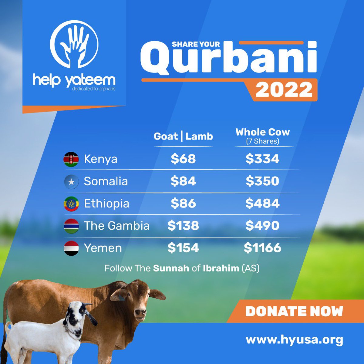 HelpYateemUSA's tweet photo. Feed our ummah, share your Qurbani today! 

https://t.co/hqknKxhRsQ

#islam #eid #donate https://t.co/T8jufKtPoi