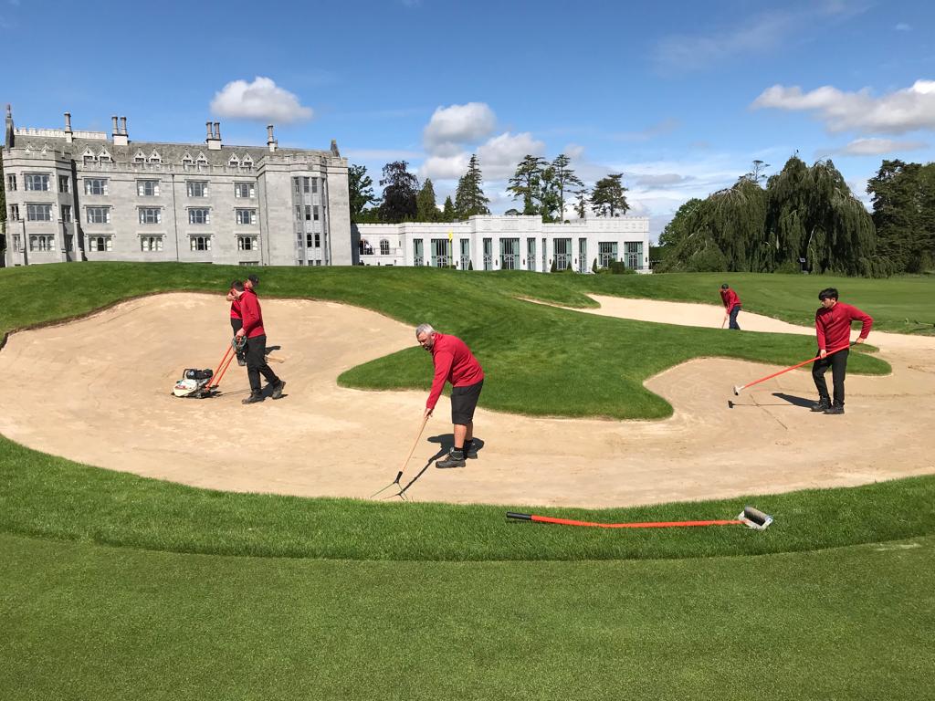 SeamusConroy's tweet photo. With the @JPProAm just around the corner our bunker maintenance/renovations have been in full flow over the past number of days.Some of the most satisfying work you could be doing.@macdonnell74 @padraig_h @JPProAm @Davebailey1980 @AdareGC @NiallBuckley4 @TurfgrassC @julianmooney https://t.co/vNYcvVUqPA