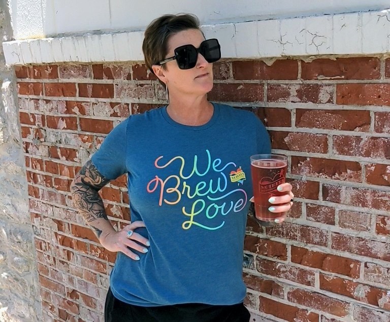 We Brew Love. If you do too, grab this shirt exclusively in our Taproom.