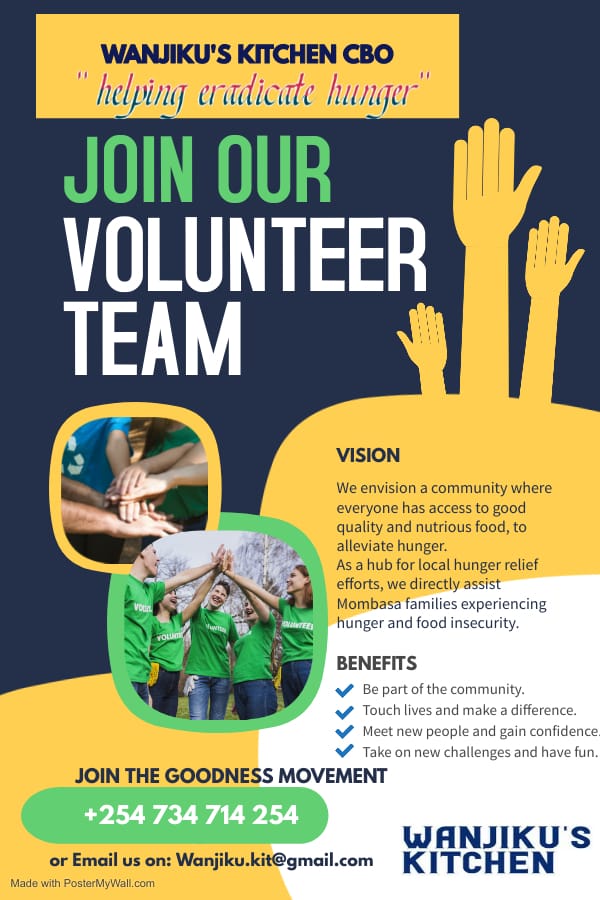KitchenWanjiku's tweet photo. We are looking for volunteers who will join us on board. All are welcome!! https://t.co/4tQfT2aKbL