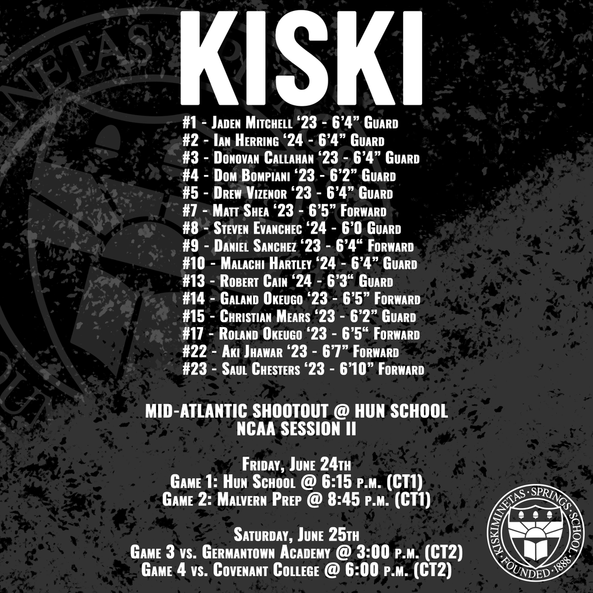 CoachWills2133's tweet photo. Excited to be part of session #2 @MidAtlanticISTC
 at The Hun School this weekend. College coaches please see the roster and schedule. #brotherhood 
@KiskiAthletics https://t.co/Id1xDV7Ih1