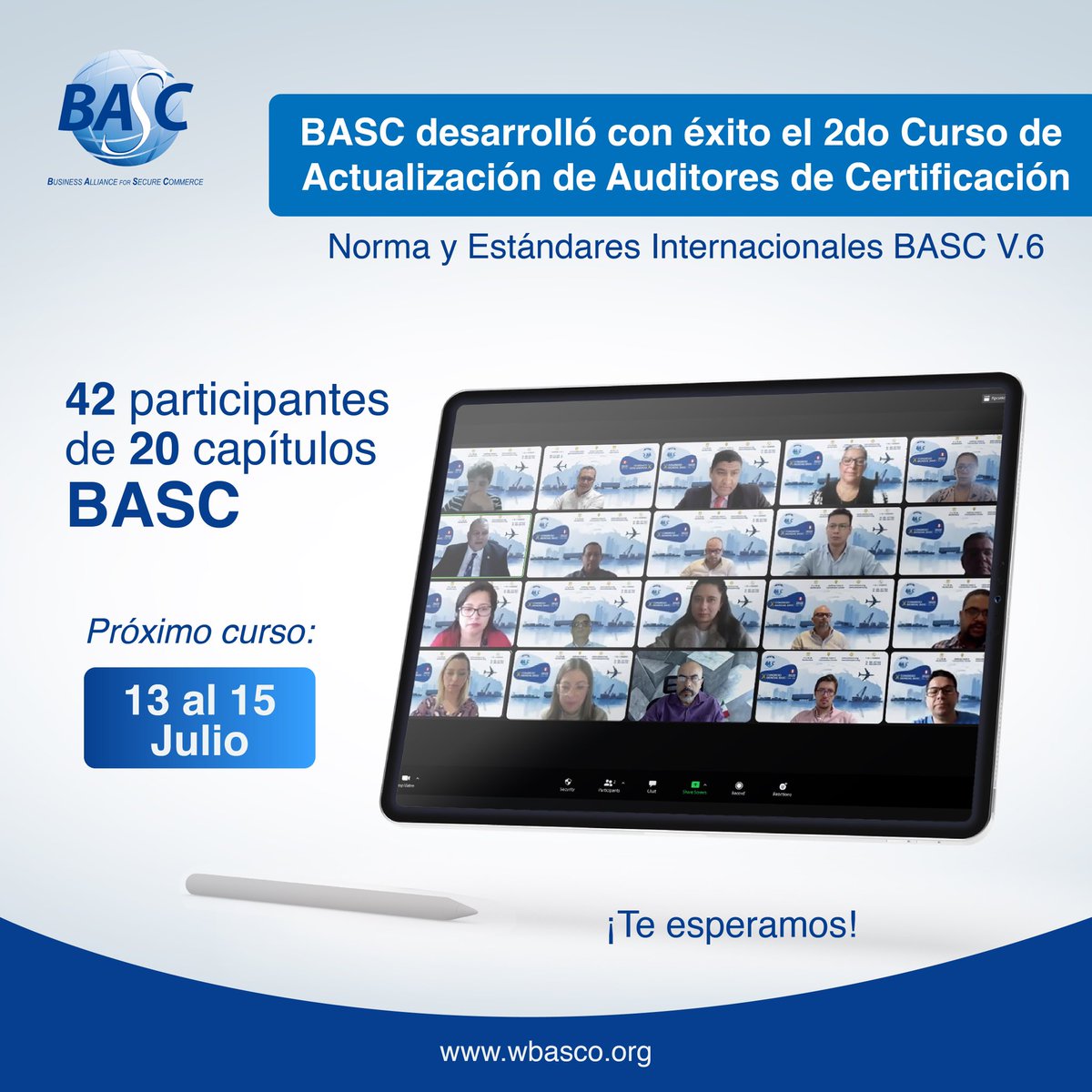 WorldBASCOrg's tweet photo. En BASC continúan los cursos de Actualización de Auditores de Certificación en la Norma y Estándares Internacionales BASC V.6
Tome nota y agéndese para nuestro próximo curso ✍🏻🗓
#CursoBASC #SomosBASC #NormayEstándaresBASC https://t.co/BQDyjm8Ojd
