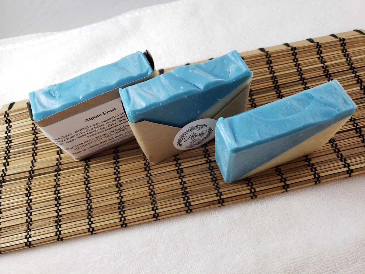 libertysoap's tweet photo. Alpine Frost Large Bar Soap, Blue And White Hand-Crafted Soap, Winter Scent Cocoa And Shea Butter Soap, Vegan Soap, Environmentally Friendly https://t.co/ctzDJR0ZFJ ##Handwashing #allnatural #coldprocesssoap #Etsy ##WashYourHands #CocoaButterSoap https://t.co/16LjVCpFQO