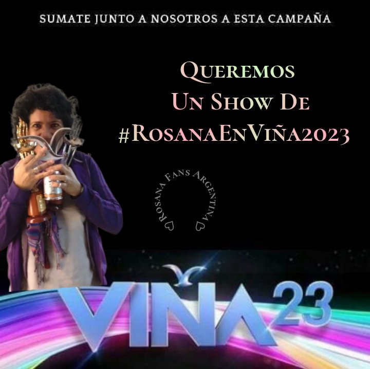 RosanaFansArg's tweet photo. Pronto Viviremos Lo Soñado Y Uno De  Nuestro Sueño Es Poder Ver A @RosanaOficial  En Viña Del Mar 2023  Y Con Tu Ayuda Lo Podemos Hacer Realidad✨🙏
Utilizar Nuestro Hastag #RosanaEnViña2023 Para Lograr El Sueño De Millones De Rosaner@s
@RosanaOficial @montesSusu @elfestival https://t.co/1IHUSP30v2