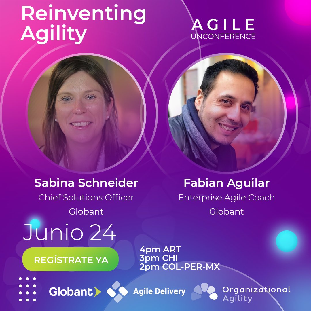 Mañana tenemos nuestro tercer Agile Unconference <a href="/Globant/">Globant</a> para Latam!
Compartiremos ideas sobre cómo la agilidad puede ayudarnos a reinventar nuestras organizaciones! Les esperamos! airmeet.com/e/453b4000-c63…