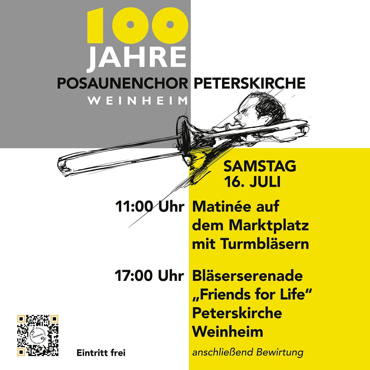 Am 16. und 17. Juli feiern wir 100 Jahre #Posaunenchor in #Weinheim Mehr Details unter ekiwhm.de/posaunenchor, Mitwirkende melden sich dort bitte auch an!
