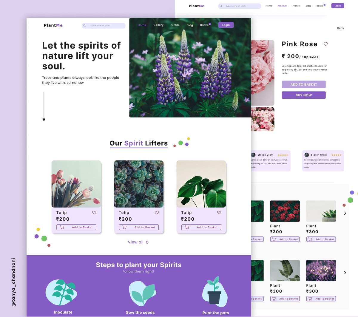 tanya_chandnani's tweet photo. Introducing PlantMe. 
A design project I have been working on for a while. Here is a glimpse of it. 🌱
(I know, I know the title is funny. 🙈)

#uidesign #UI #ux #uxdesign #designer #plants #Website  #Project #DesignThinking #figma #ecommercestore #ecommercewebsite #ecommerce https://t.co/oo9PaY3TcL
