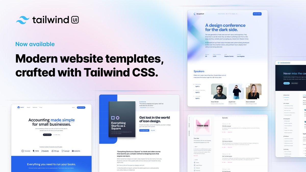 adamwathan's tweet image. We just released our first set of official Tailwind CSS site templates! 🥳
Beautifully designed, expertly crafted Next.js projects, built exactly the way we'd build them for production.
And it's a free update for existing Tailwind UI customers ✨
tailwindui.com/templates